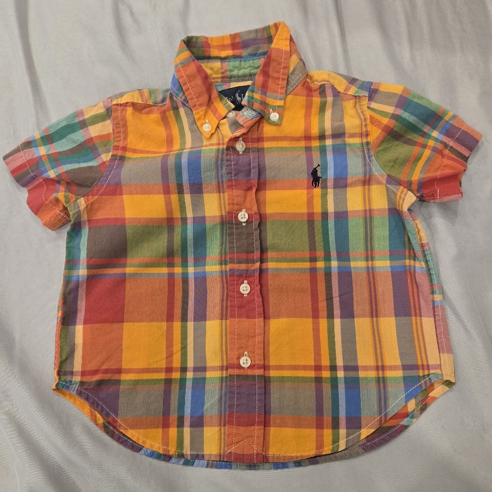 Ralph Lauren Green and Orange Button Down Shirt